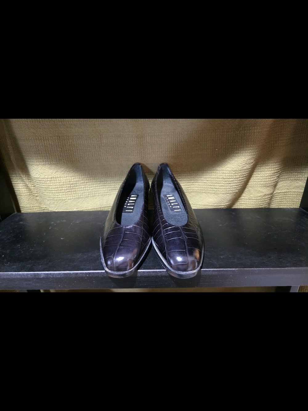 Amalfi Women's Croc-Embossed Leather Flats - Dark Brown